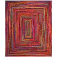 thumbnail image 1 of Safavieh Tressed Collection BRD210A Fait à la Main Boho Réversible Coton Zone Tapis, 8' x 10', Rouge / Multi, 1 of 5