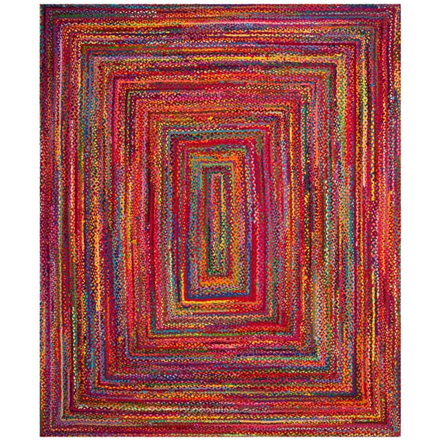 Safavieh Tressed Collection BRD210A Fait à la Main Boho Réversible Coton Zone Tapis, 8' x 10', Rouge / Multi