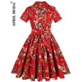 thumbnail image 1 of Robe Vintage d'Été pour Femmes Imprimé Perroquet 2024 Robe de Soirée Rétro Verte Rockabilly Années 50 60 Robe d'Été, 1 of 7