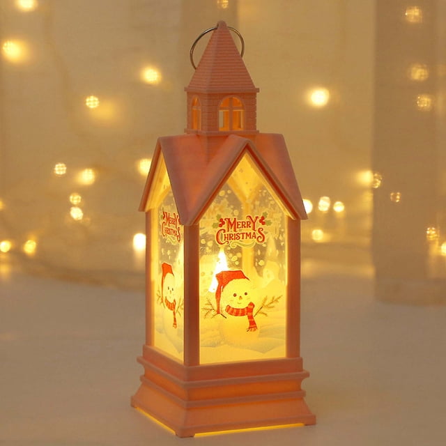 LED Electronic Candle Castle Lantern Night Light, Battery-Operated Tabletop Decor for Christmas Windo Display and Holiday Party Centerpiece