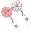 thumbnail image 2 of 2Pcs Flower Rhinestone Badge Clip Retractable Badge Holder ID Name Badge Holders, 2 of 8