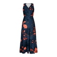 thumbnail image 4 of Pisexur Robes pour Femmes à Col en V Sans Manches Robe Maxi Taille Élastique Robe Évasée à Étages Robe d'Été Mode à Imprimé Floral Robe de Bal d'Été Décontractée Ample Longue Robe Confortable Fluide Robe Portefeuille pour Plage Vacances, 4 of 5