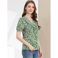 thumbnail image 4 of INSPIRE CHIC Blouse à Manches Courtes Bouffantes à Boutons avec Imprimé Floral pour Femmes, 4 of 6