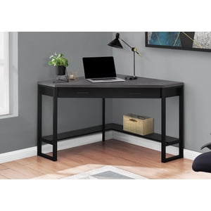 Monarch Specialties Computer Desk, Home Office, Corner, Storage Drawers, 42"l, Work, Laptop, Metal, Laminate, Black, Grey, Contemporary, Modern