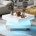 thumbnail image 1 of Table basse carrée Noble House, finition brillante, plateau pivotant à 360° et éclairage DEL, blanche, 1 of 7