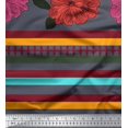 thumbnail image 3 of oneOone Cotton Poplin Fabric Stripe & Floral Panel Print Fabric BTY 56 Inch Wide, 3 of 3