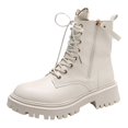 thumbnail image 1 of B91xZ Platform Chelsea Boots Comfort Slip-On Waterproof Leather Platform Booties,Beige 6.5, 1 of 4