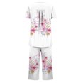 thumbnail image 4 of Rbaofujie Vêtements de Nuit pour Femmes Femmes Décontracté Col Rond Manches Courtes Blouse Pantalon Mode Pyjama Ensemble Vêtements de Nuit pour Filles, 4 of 5