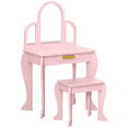 thumbnail image 1 of Qaba Dressing Table Set with Drawer and Chair for 3-6 Years Old, Pink, 1 of 9
