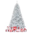 thumbnail image 1 of Patiojoy 7.5Ft Hinged Artificial Silver Tinsel Christmas Tree with Metal Stand, 1 of 10