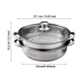 thumbnail image 3 of Cooking Utensils 2 Piece Steamer Pot Stainless Steel Food Steam Cooking Vegetable Steaming Kitchen Cookware Steamer Saucepot Double Boiler, 3 of 9