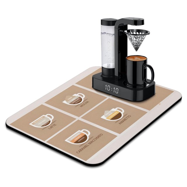 High-Quality Stain-Hiding Coffee Mat for Clean Countertop: Enhance Your Coffee Bar with this Absorbent Rubber-Backed Accessory, Perfect Dish Drying Spot - Fits Under Coffee Makers, 18x24 Inches