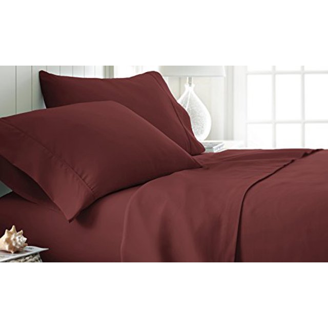 Ensemble de Draps de Lit 4 Pièces Ultra Doux de Qualité Supérieure, Grand, Burgundy