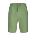 thumbnail image 4 of cllios Men's Linen Shorts Lightweight Breathable Summer Beach Shorts Classic Fit Elastic Waist Drawstring Workout Shorts with Pockets, 4 of 6