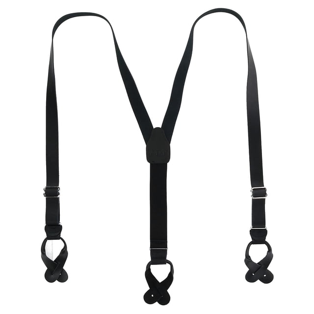 CTM® Coated Leather Button-End 1 Inch Suspenders (Men's)
