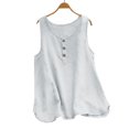 thumbnail image 2 of WEIYLL T-Shirt pour Femmes Col Rond Sans Manches Boutonné Blouse Blanche Tailles m, 2 of 4