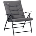 thumbnail image 1 of Outsunny Foldable Lounge Chair, Fabric Upholstered Recliner, Outdoor Lounger with Armrest, Metal Frame Camping Beach Chair for Poolside, Deck, Backyard, Grey, 1 of 10