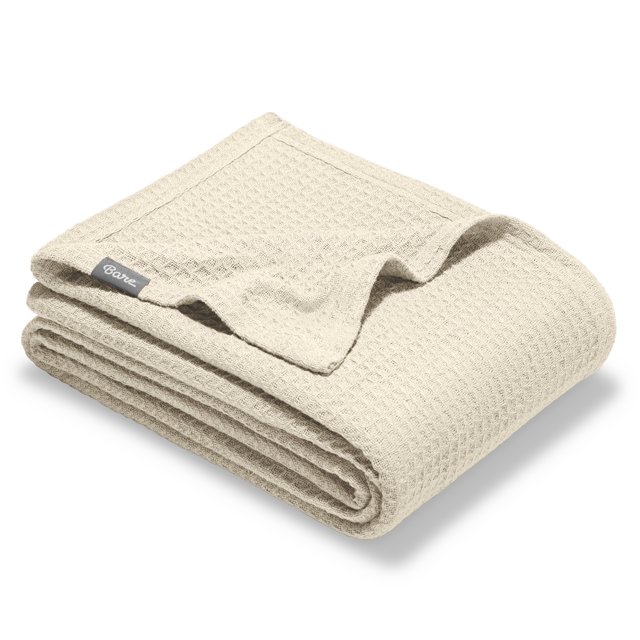 Bare Home Waffle Blanket - 100% Cotton - Lightweight & Breathable