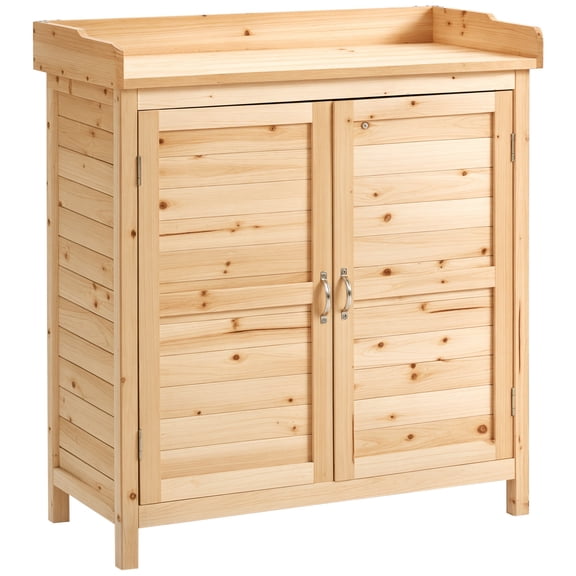 Outsunny Armoire de Rangement de Jardin, Remise de Rempotage Extérieure, Naturel