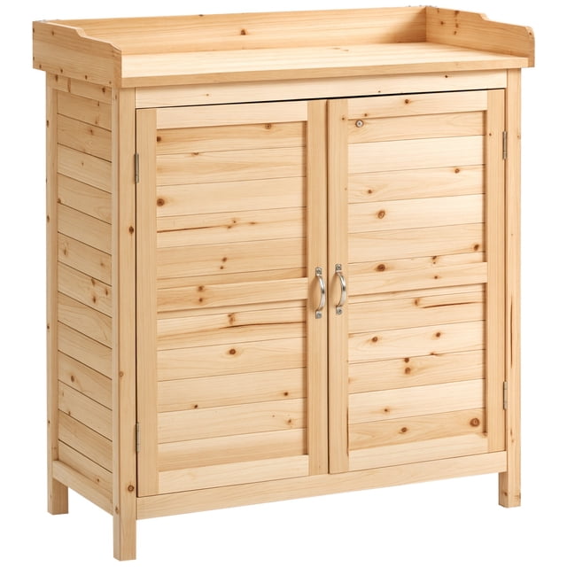 Outsunny Armoire de Rangement de Jardin, Remise de Rempotage Extérieure, Naturel