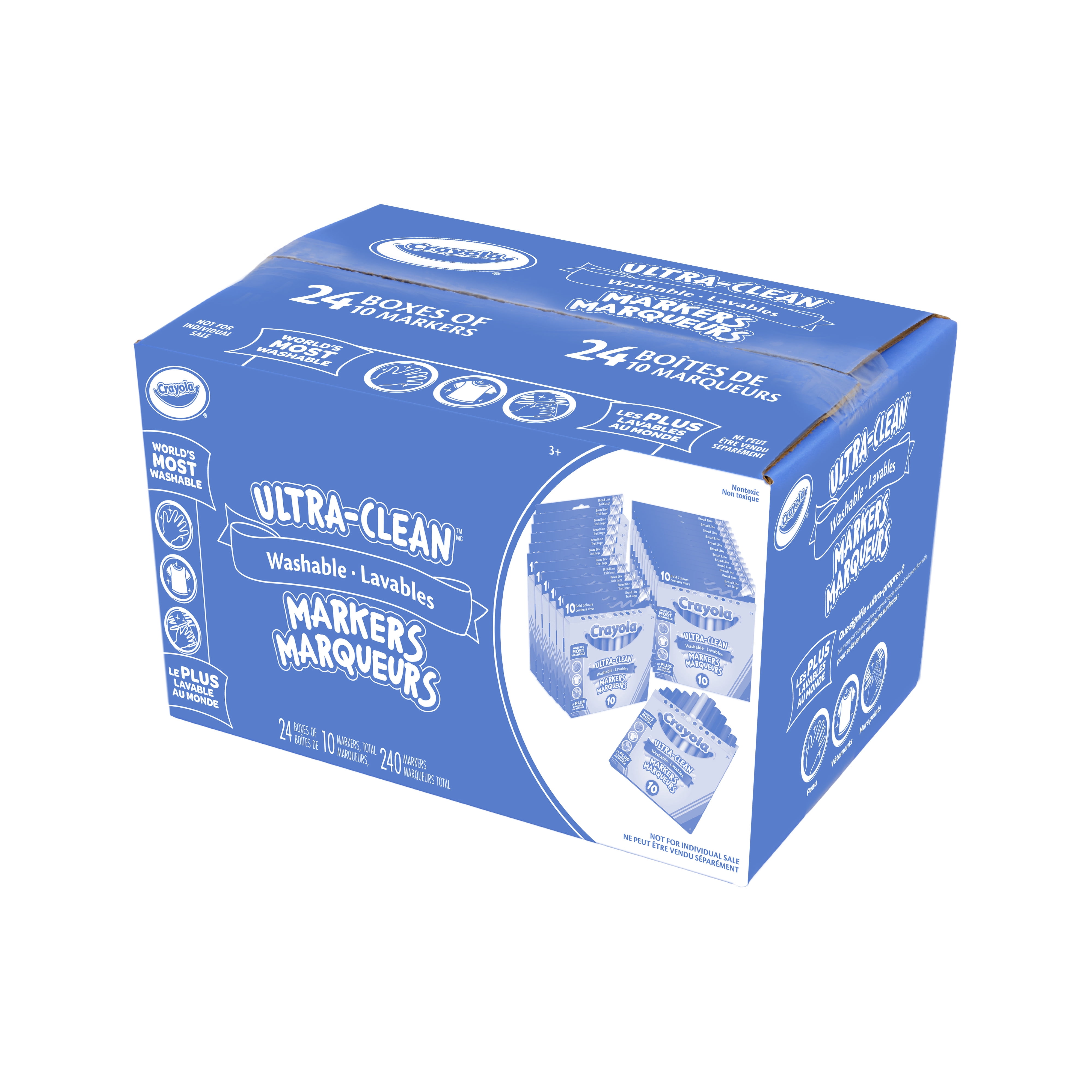 Crayola Ultra-Clean Broad Line Markers Bulk Pack - 24 Boxes of 10 Markers