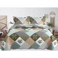thumbnail image 4 of Marina Decoration Rich Printed Embossed Pinsonic Coverlet Bedspread Ultra Soft Bedding Summer Quilt Set with Shams, Modern Diagonal Floral Plaid Pattern, 4 of 7