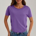 thumbnail image 2 of Yuyuzo Hauts Courts pour Femmes T-Shirts à Manches Courtes Col Rond Hauts de Sortie T-Shirts Unis Hauts, 2 of 7
