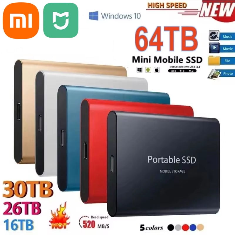 XIAOMI MIJIA Portable 128TB 64TB SSD External Moblie Hard Drive High Speed 16TB 8TB Hard Disk for Desktop Mobile Laptop Comp