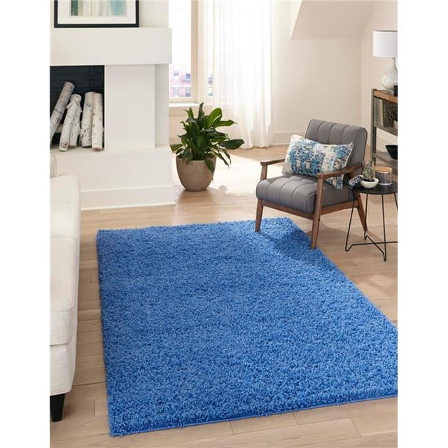 Unique Loom 3136673 8 x 10 Pi Shag Solide Tapis Rectangulaire&44; Bleu Pervenche