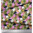 thumbnail image 3 of Soimoi Rayon Fabric Check & Toucan Bird Printed Fabric 1 Yard 56 Inch Wide, 3 of 3