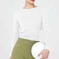 thumbnail image 4 of Hvobtty Longues Chemise à Manches pour Femme à Col Rond, Haut à Col Rond Uni Ample Décontracté de Sport à Manches Longues Roulées, Haut de Sport à Manches Longues, Haut à Manches Longues, Haut/chemise à Col Rond, 4 of 4