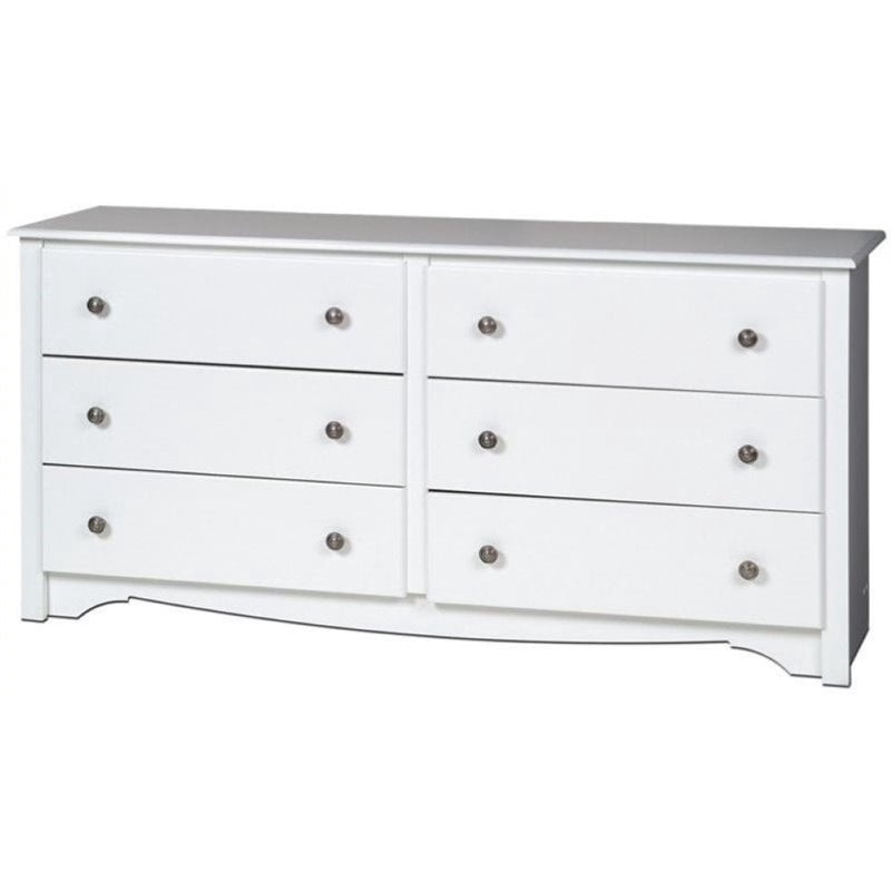 Wright Home Traditional Wood 6 Drawer Dresser in White