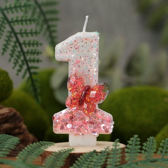 Yhmxh Bougies d'Anniversaire Papillon Rouges 0-9, Bougie Chiffre Pailletée Papillon Décorations de Gâteau pour Enfants Adultes Anniversaire Mariage Anniversaire Fournitures de Fête Décorations de Noël en Liquidation - Numéro 1