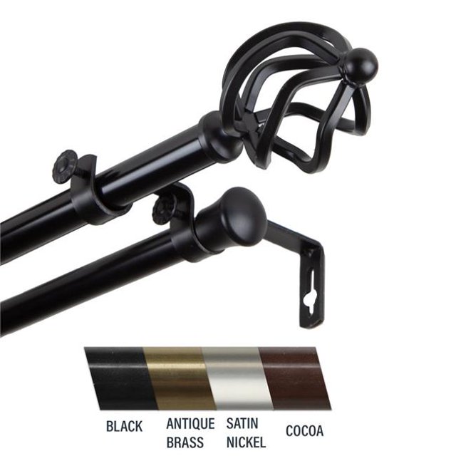 Central Design 4742-992 Giro Tringle à Rideaux Double 0,81 Po, 120-170 Po - Noir