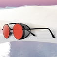 thumbnail image 4 of Retro Round Steampunk Sunglasses Side Vintage for Unisex Red Lens, 4 of 8