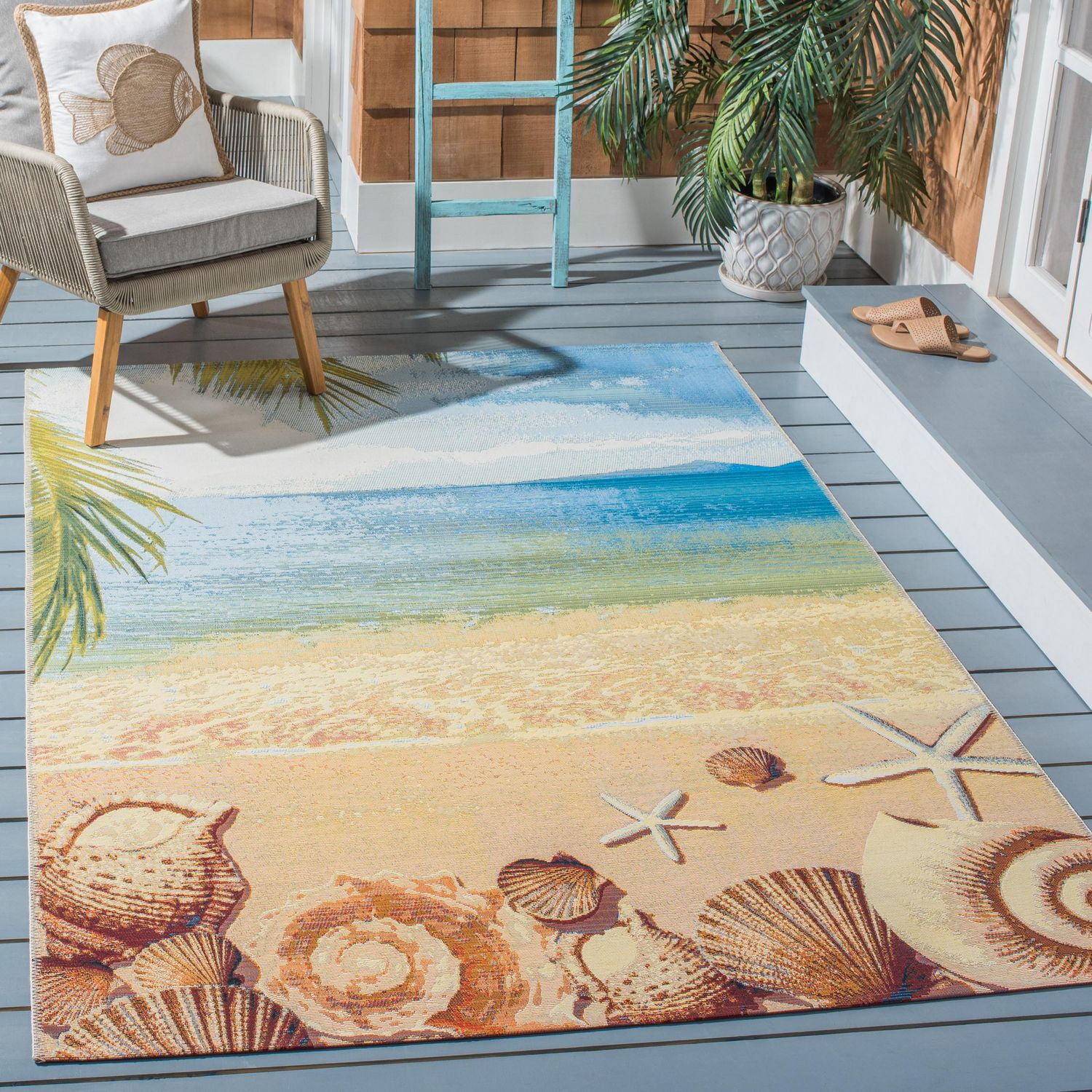 SAFAVIEH Barbados Tapis Extérieur Coquillages de Mer