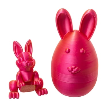 SLYNSHome Easter Bunny Egg Easter Gifts Hot Pink Printed Fidget Rabbit Toys Filled Easter Eggs Easter Basket Stuffers Birthday Gifts