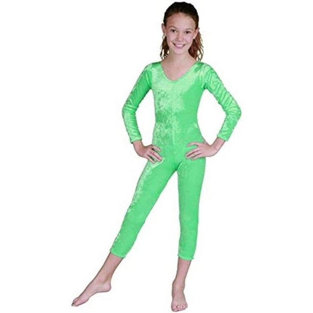 RG Costumes 103-10-S Girls Velvet Unitard, Lime - Small 5-6