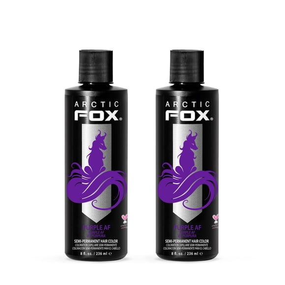 ARCTIC FOX Vegan and Cruelty-Free Semi-Permanent Hair Color Dye - PURPLE AF 8 Fl Oz (Pack of 2)