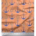 thumbnail image 1 of Soimoi Orange Silk Fabric Anchor Hook Nautical Print Fabric by Yard 42 Inch Wide, 1 of 3