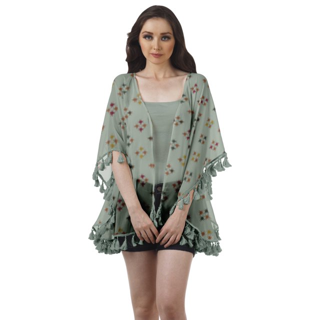 Moomaya Boléro Ouvert Imprimé Manches Kimono Imprimé Couverture de Plage pour Femmes