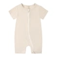 thumbnail image 1 of MIASHUI Baby Short Sleeve Rompers Girls Boys Zipper Jumpsuit Pajamas,Beige,0-3 Months, 1 of 2