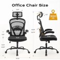 thumbnail image 2 of Ergonomic High-Back Mesh Office Chair – Adjustable Lumbar Support, Reverse-Up Armrests, Removable Headrest, Wide Seat, 300lbs Capacity, Swivel Rocking Desk Chair, Black Frame | Black Web, 2 of 7
