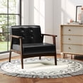 thumbnail image 2 of Costway 2PCS Accent Chair Button Tufted Mid-century Modern Lounge Chair with Armrest Black, 2 of 9