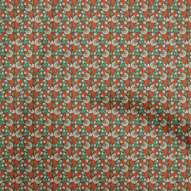 oneOone Tissu en Coton Flex Rouge Floral Matériel de Couture Imprimé Tissu au Mètre 40 Pouces de Large