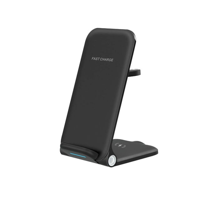 Heliisoer Multifunctional Folding Vertical Wireless Charger Suitable Phone Watch Earphone Compartment Fast Charger Pad Three-in-one