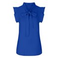 thumbnail image 4 of Dealovy Work Tank Tops for Women Cap Sleeve Ruffle V Neck Lace up Dressy Casual Solid Color Blouses, 4 of 7
