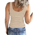 thumbnail image 4 of MIASHUI Women's Scoop Neck Sleeveless Ribbed Casual Tank Tops,Khaki,S, 4 of 6