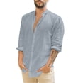 thumbnail image 1 of Kcodviy Turn-Down Shirt Long Bodysuit Short Tops Button Sleeve Men's Short Sleeve Button Casual Solid Men Shirts, 1 of 5
