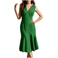 thumbnail image 2 of Liquidation d'Été 2025! Robe Grande Taille pour Femmes, Robe d'Été en Liquidation pour Femmes, Robe Sans Manches à Col en V Printemps/été Mode Slim Sirène, 2 of 5